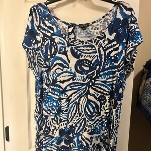 Lucky Brand Blue and White Abstract Top